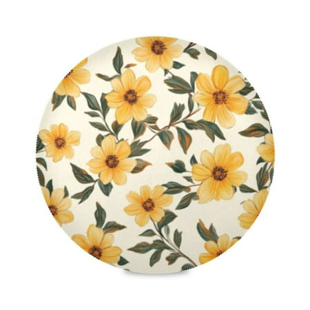 

Round Plate Mat 15.4x15.4 Inchesx6 Placemat Table Mat Kitchen Mat Coffee Mat Fabric Thick Strong Wear-Resistant Heat Resistance Cartoon Flower2