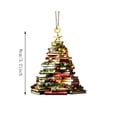 thumbnail image 3 of Book Stack Christmas Tree Hanging Ornament, 3.12in Car Rearview Mirror Pendant, Stacked Books Tree Design with Chain, Indoor Holiday Decor Gift for Book Lovers, Unique Xmas Tree Charm, 3 of 7