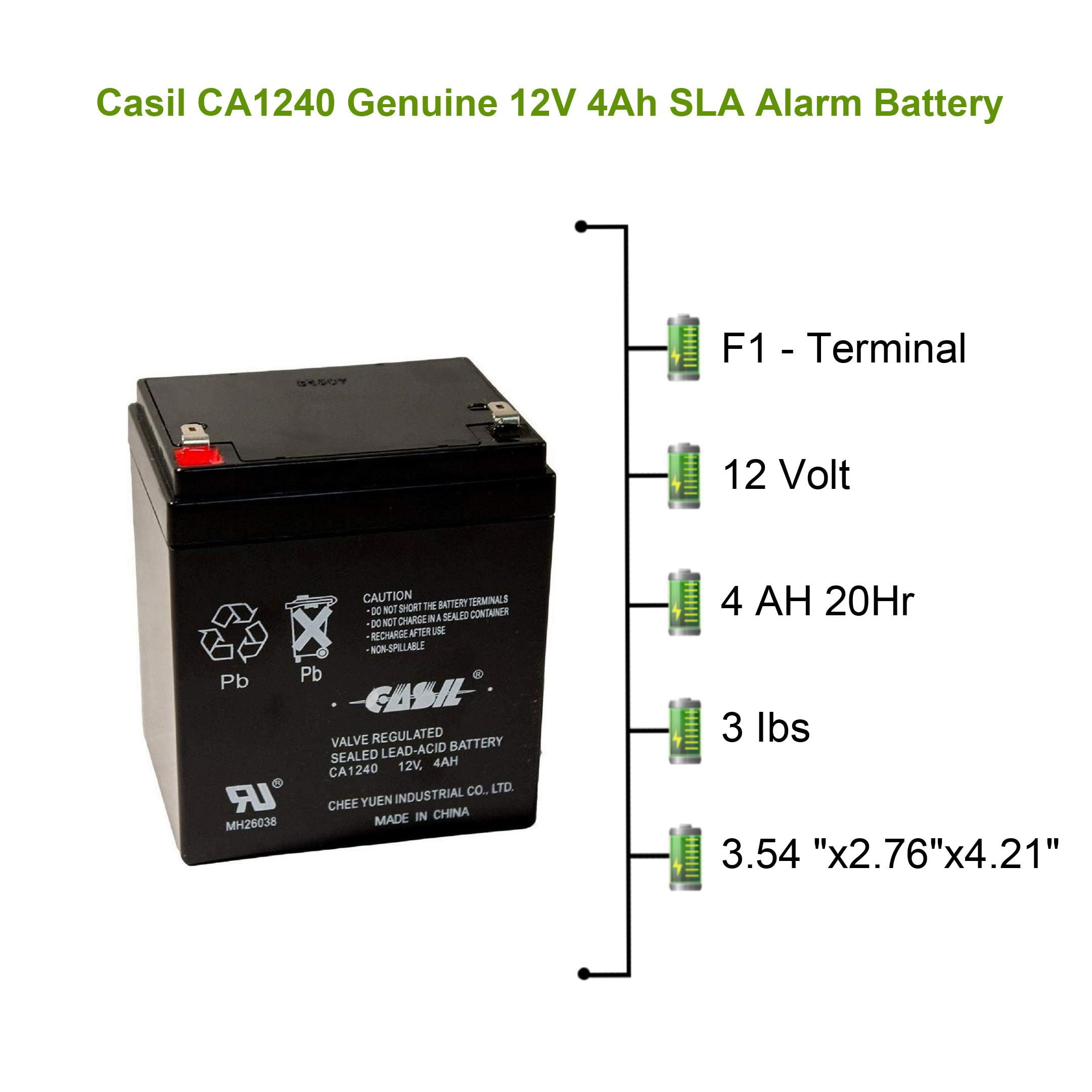 Casil CA1240 Genuine 12V 4Ah SLA Alarm Battery Pack of 2 