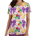 thumbnail image 3 of TaTaai Women's Summer Carnival Top Short Sleeve V-Neck Printed Pocket Loose Fit Boho Casual Blouse Shirt Beach Vacation Travel Gift, 3 of 5