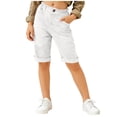 thumbnail image 3 of Frostluinai Kids Linen Shorts 5-16Y Elastic Waist Cuff Bermuda Shorts Solid Lounge Shorts Lightweight Beach Travel Shorts with Pocket, 3 of 9