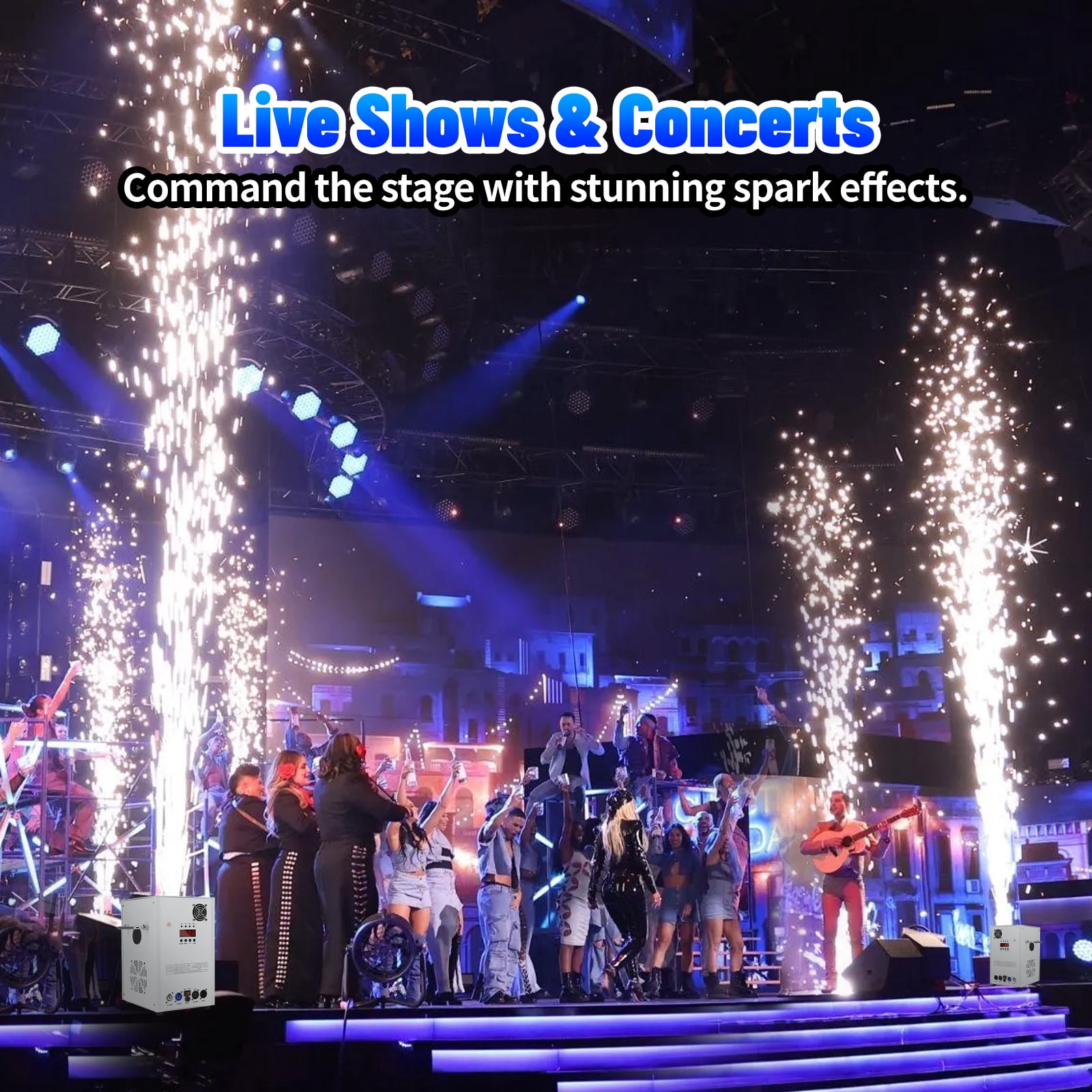 2 PCS 500W Cold Spark Machine DMX512 Firework Machine 6-19ft Adjustable for Wedding Stage Party DJ Disco,Black