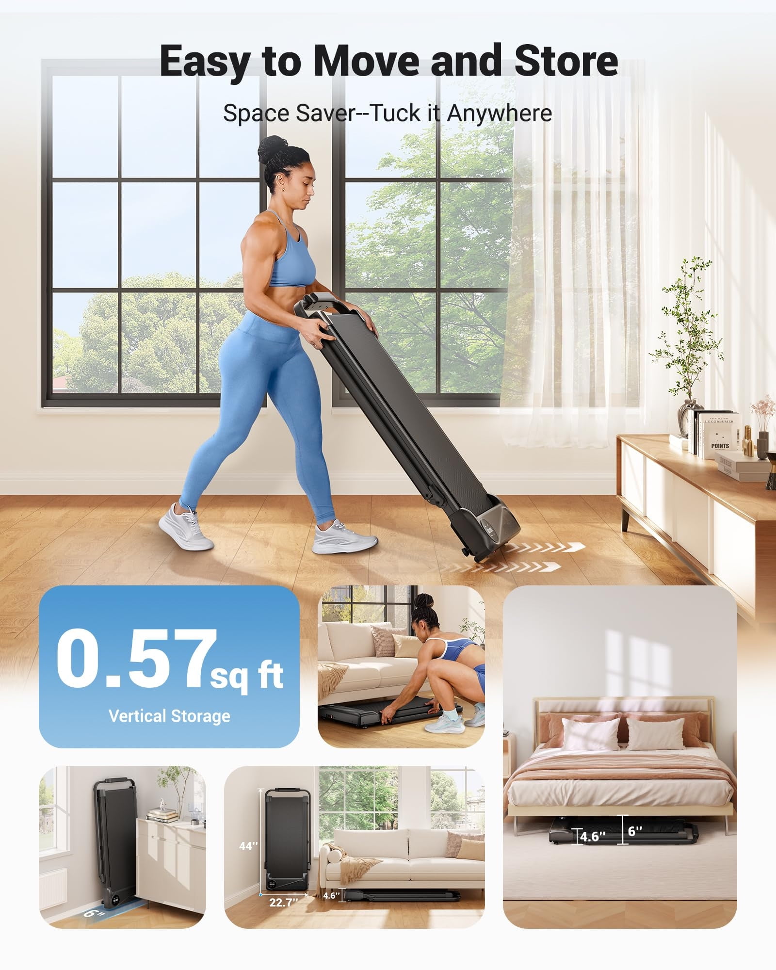 COFUNOK 4 In 1 Walking Pad with 10% Incline,3.0 HP Under Desk Treadmill With App & Remote Control,Folding Treadmill For Home/Office ,300 Lbs Capacity