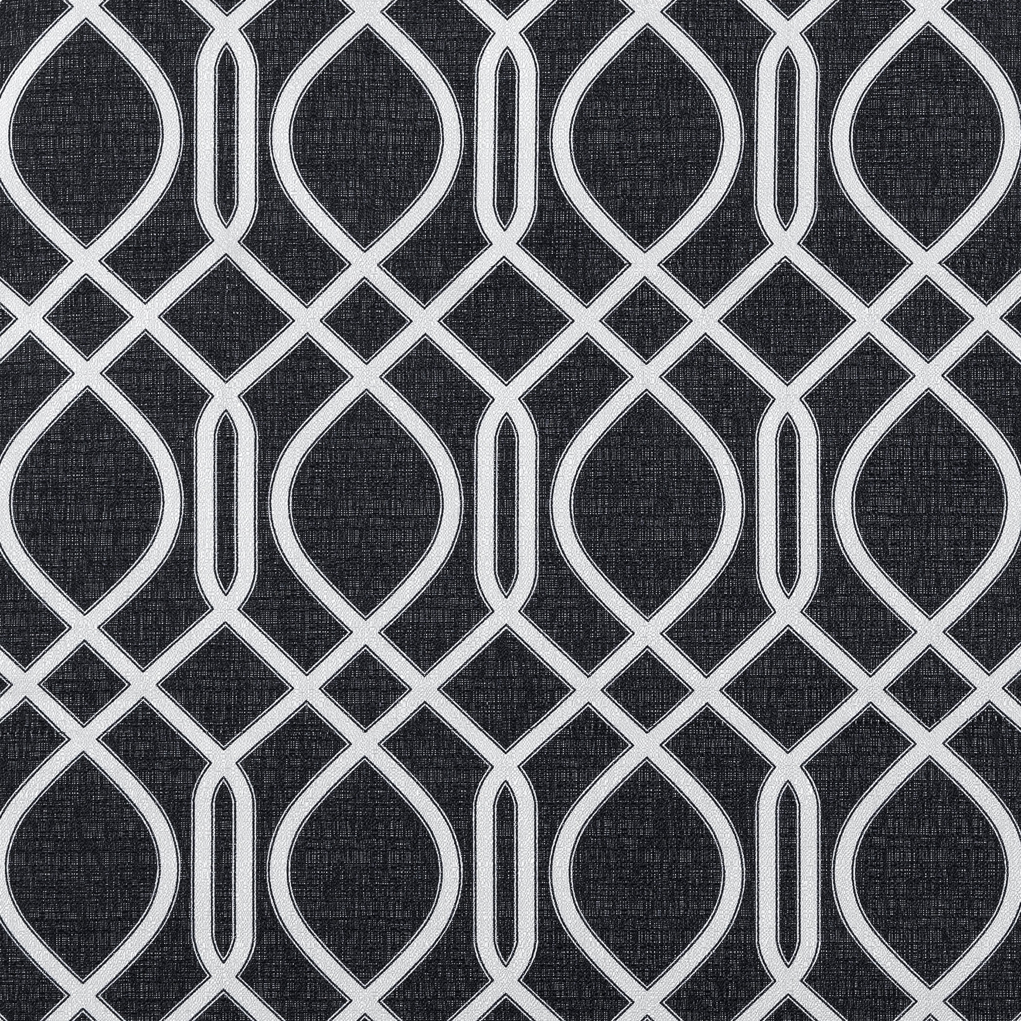 Sun Zero Detour Modern Trellis 100% Blackout Cordless Roman Shade, 39"x64", Navy Blue