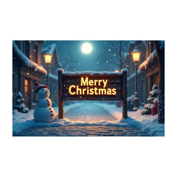 Muñeco De Nieve Nocturno Con Diseño De Coche Navideño. Pancarta Para Puerta De Garaje Exterior. Gran Decoración Navideña. Cubierta Para Puerta. Temporada. Puerta De Garaje Exterior. Pared Del Hogar.
