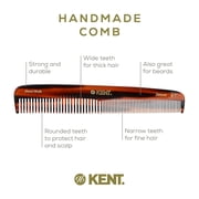 Kent 9T Fine Tooth and Wide Tooth Comb Detangler Hair Combs - Large Handmade and Saw-Cut Dressing Comb - Wet Hair Comb for Women and Durable Grooming Comb for Men Made in England
