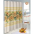 thumbnail image 4 of Fall Shower Curtain Sunflower Bathroom Curtains with Hooks, Waterproof Fabric Floral Leaves Yellow Stripes Linen Thanksgiving Bath Shower Curtains Set for Bathroom Bathtubs Decor 72x84 Inch, 4 of 7