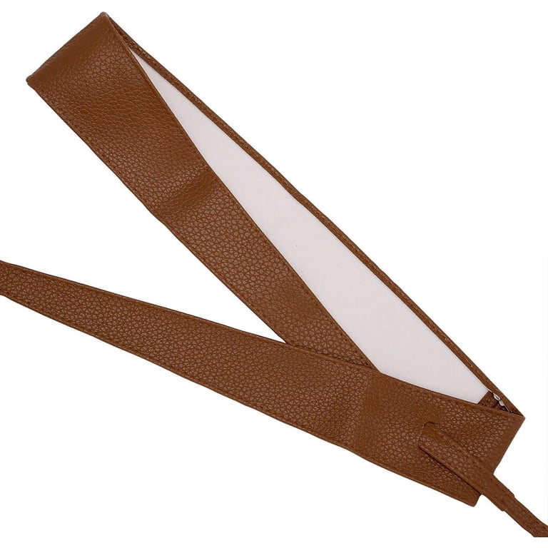Women Soft PU Leather Obi Belt Self Tie Wrap Cinch Belt  display picture 3