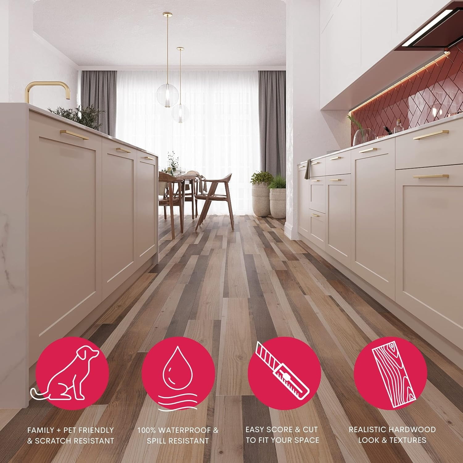 Luxury Vinyl Flooring Tiles | Peel and Stick Floor Tile for DIY Installation | 12 Wood Look Planks | Barn | BaseCore | 18 Sq. Feet