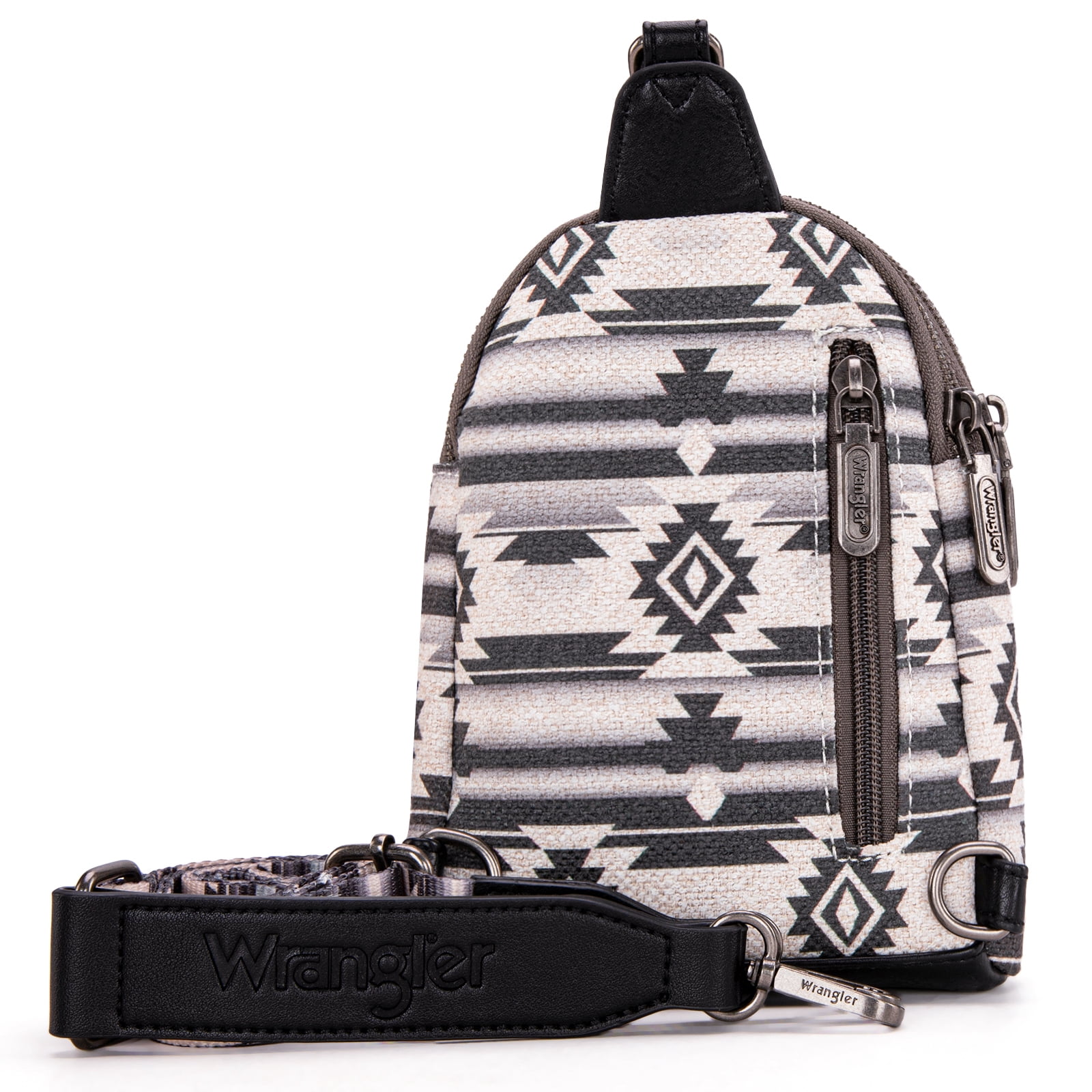 Wrangler Crossbody Sling Bags for Women Cross Body Purse with Detachable Strap, Black