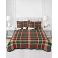 thumbnail image 2 of Quilts Full Size Bedding Set, Autumn Plaid Lightweight Quilted Comforter, Red Green Tartan Gingham Farmhouse Checkered Soft Reversible Bedspread Coverlet with Pillow Covers for All Season, 78" x 90", 2 of 7