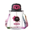 thumbnail image 2 of 20oz Crossbody Straw Water Bottle, Leak-Proof BPA-Free Clear Plastic Bottle with Adjustable Shoulder Strap, Cute Cartoon Design, Ideal for Outdoor Hiking, Camping, Daily Hydration, 2 of 3