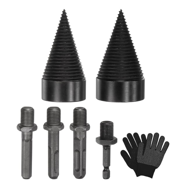 Uxcell 2 paquetes de brocas para dividir madera con guantes 45mm + 50mm + 4 mangos para estufa/granja