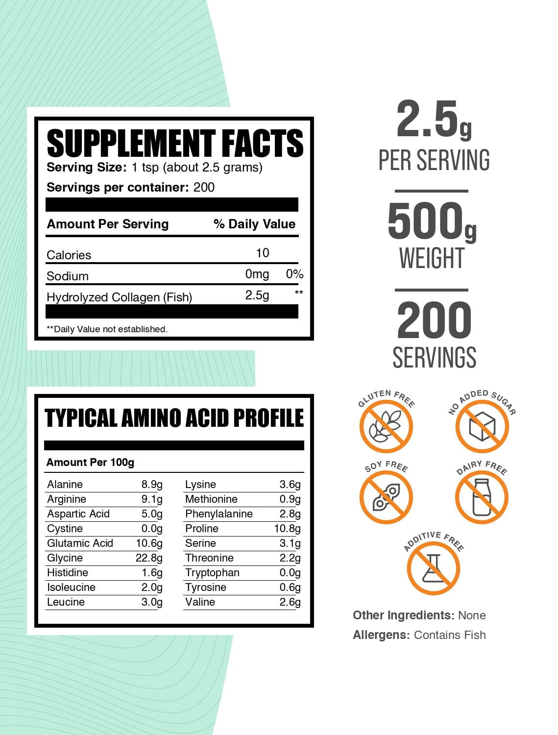 BulkSupplements Marine Collagen Powder - Collagen Supplement, Hydrolyzed - Unflavored, 500g (1.1 lbs)
