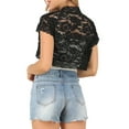 thumbnail image 3 of MODA NOVA Juniors Elegant Short Sleeve Sheer Floral Lace Shrug Tops, 3 of 6
