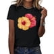 thumbnail image 1 of [Pure Cotton Hibiscus T-shirt, Comfort Fit] Detailed hibiscus flowers pure cotton women's T-shirt, Comfort Fit, 1 of 6