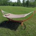 thumbnail image 4 of Sunnydaze 2-Person Quilted Polyester Spreader Bar Hammock with Stand, 400 lb Capacity - Sandy Beach, 4 of 6