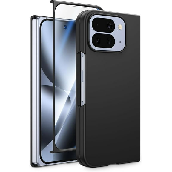 for Pixel 10 Pro Fold Case, [Built-in Screen Protector] [Ultra Slim Lightweight] Anti-Drop Anti-Scratches Hard PC Protective Phone Cover for Google Pixel 10 Pro Fold 2025 - Black