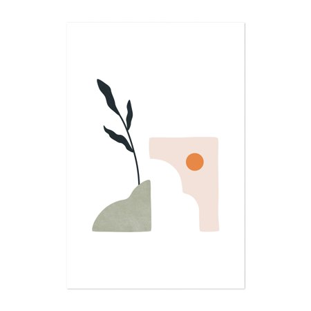 Tropical Villa 26 - Illustration Minimalist Abstract Modern Art Geometric Botanical Pastel Art Deco Unframed Wall Art Print 4 x 6 inches