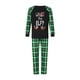thumbnail image 3 of Pijamas navideños familiares a juego, camisetas de manga larga con estampado de elfos y letras + pantalones a cuadros. Pijama que brilla en la oscuridad., 3 of 9