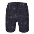 thumbnail image 3 of Balery Copper-Gold Gloss Outline Chrysanthemum Traje de Baño Estilo Hawaiano para Hombre, Shorts de Secado Rápido con Bolsillos-Small, 3 of 6