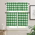 thumbnail image 2 of Happy St. Kitchen Curtains and Valances Set, Patrick's Day Green White Buffalo Check Plaid Rod Pocket Window Valance 18 Inch Window Curtain Panels for Living Room Bedroom Laundry, 27.5x36in, 3 Pieces, 2 of 7