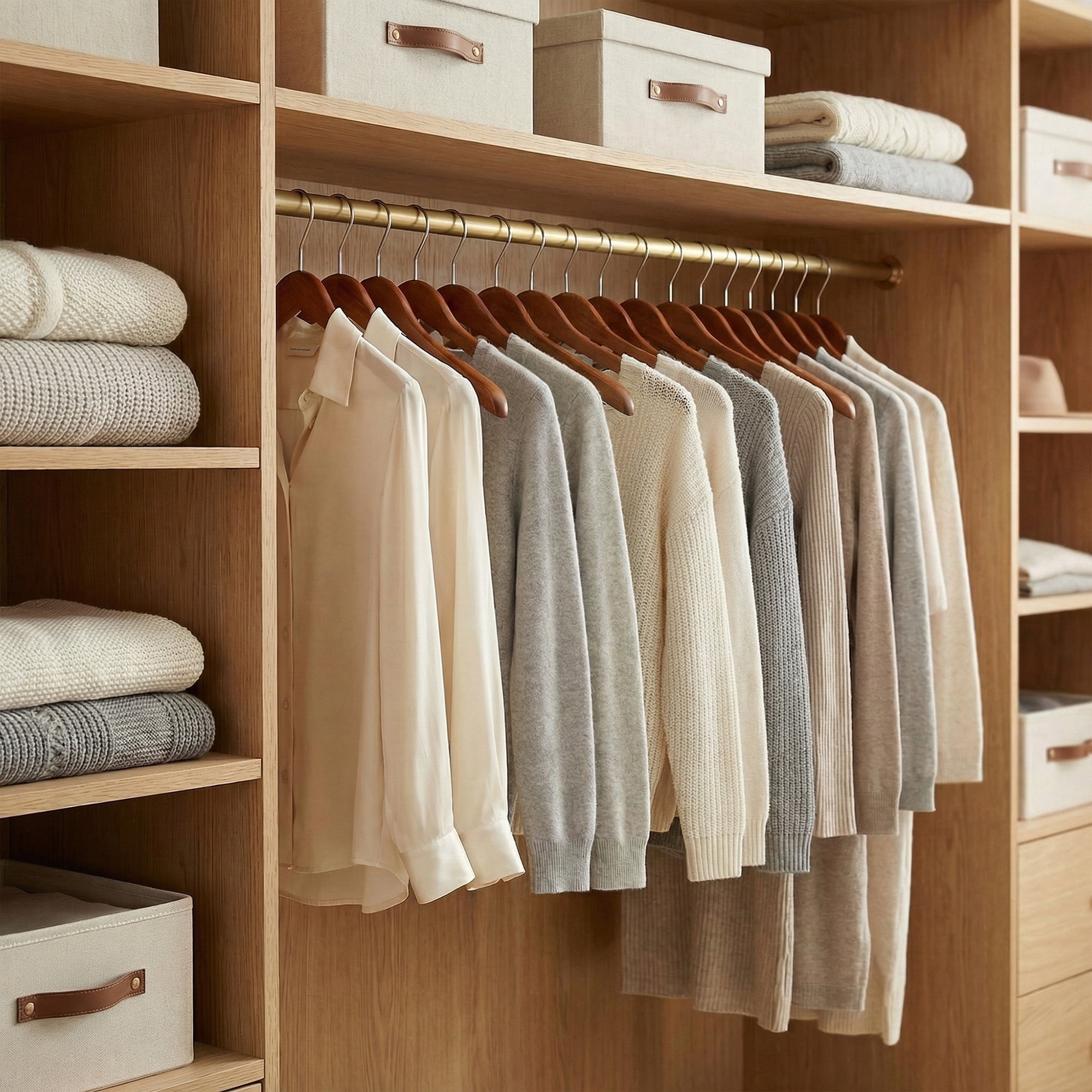 Unique Bargains 2Pcs Wood Space Saving Storage Pants Shirts Hanger Brown