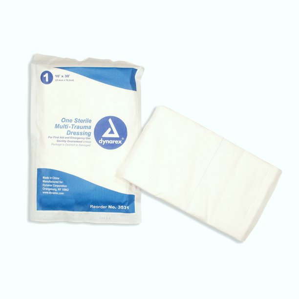Dynarex Trauma Dressing Pad 10 inches x 30 inches Multi Sterile Pads