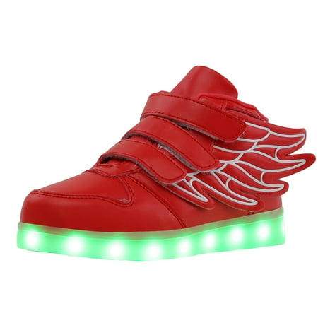 

SENDKEEL Children s Winged Light Shoes LED High-top Children s Light Shoes USB Rechargeable Colorful Shoes