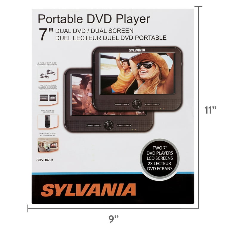 Sylvania 7 Dual Screen Portable DVD Player with Dual DVD Players