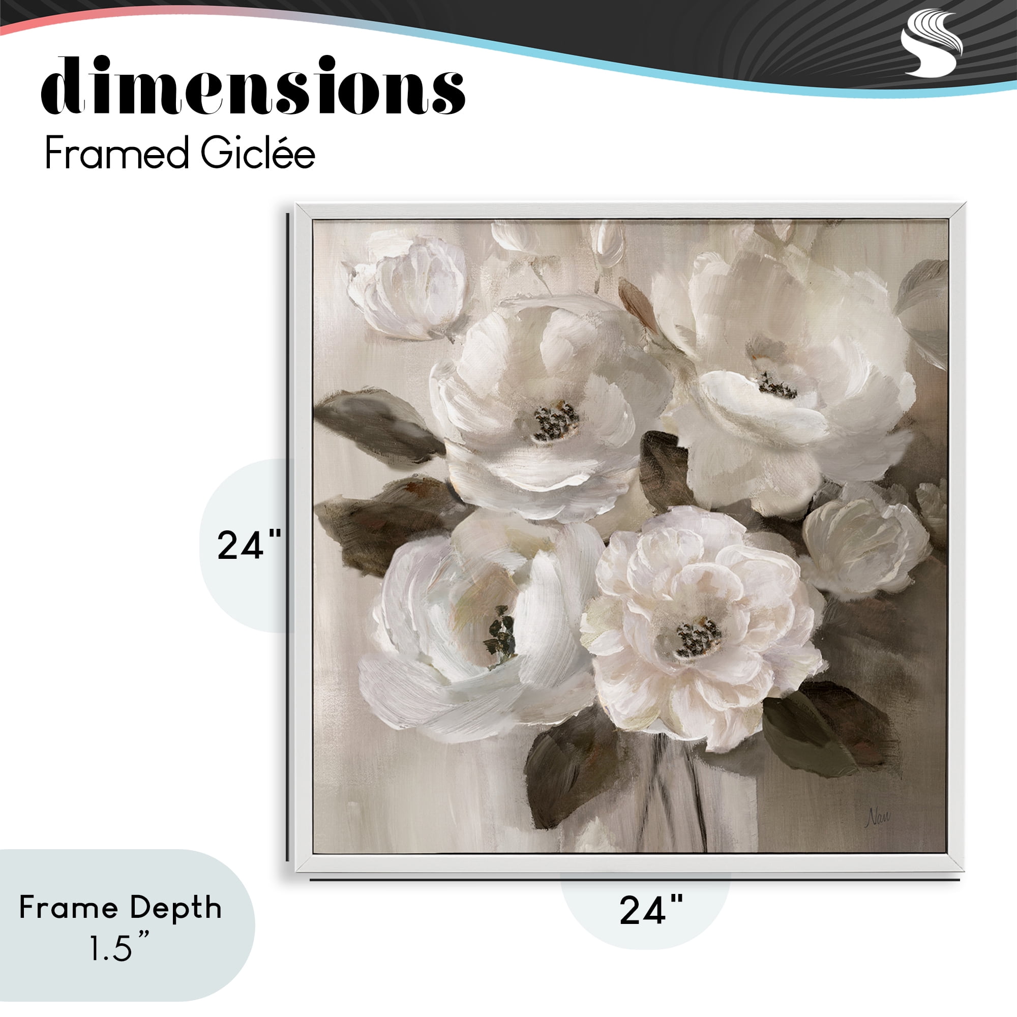 Stupell Industries Ivory Flower Bushel White Framed Giclee Art, design by Nan