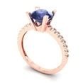 thumbnail image 2 of 1.71 ct Round Cut Simulated Tanzanite Solitaire with Simulated Diamond Accents 18K Rose Gold Womens Engagement Ring, 2 of 5