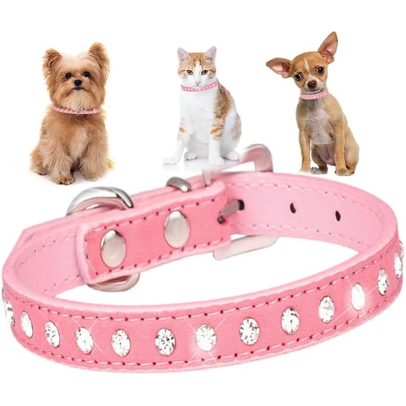 Small Dog Collars for Female Dogs,Bling Diamond Pretty Crystal Sparkly Rhinestone Glitter Jewel Puppy Collar for Pet Girl Cat Female Kitten