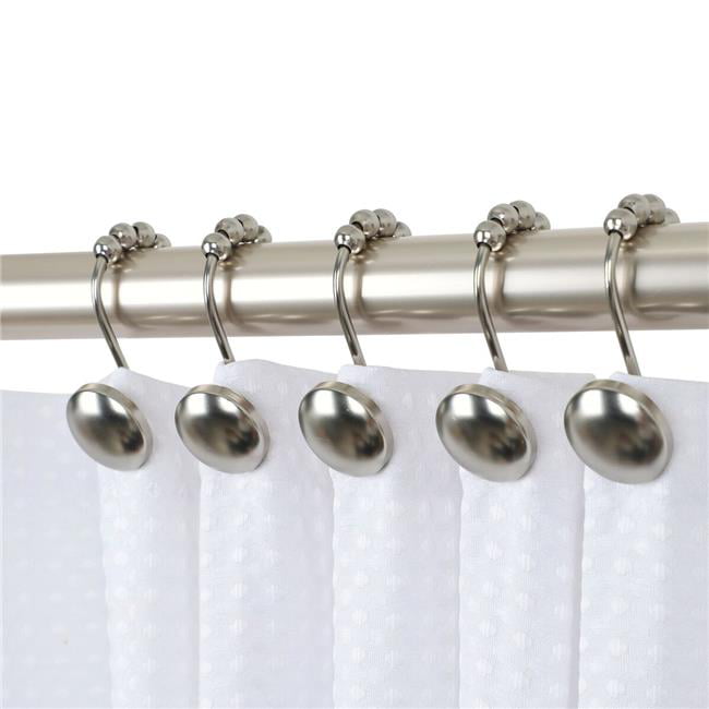 Hk6bn Beatrice Shower Curtain Hooks, Brushed Silver Shower Curtain Hooks