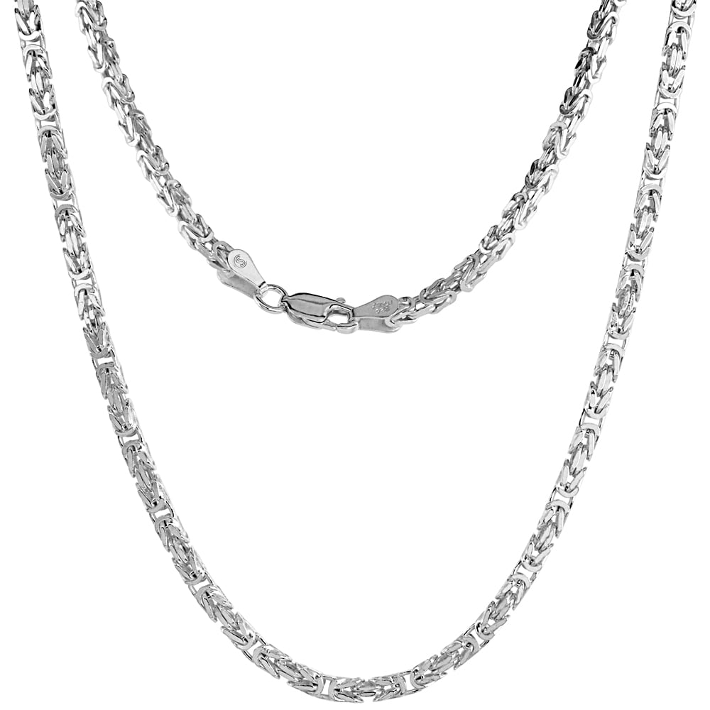 925 Sterling Silver Solid Italian Square Byzantine Chain Necklace 2.6mm