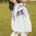 thumbnail image 2 of Gubotare Girls Rain Jackets Girls Rain Jacket Waterproof Windbreaker Preppy Solid Lightweight Zip Button Down Raincoat Hiking Outwear Size 13-14 (Purple,13-14 Years), 2 of 9