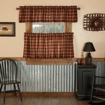 VHC Brands Heritage Farms 3 PC Deep Burgundy Curtain Set (1 Valance 16x72 and 2 Tier 24x36)