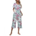 thumbnail image 3 of Ekouaer Women's Pajamas Set Short Sleeve Top With Capri Pants Pjs Lounge & Sleepwear Set, 3 of 4