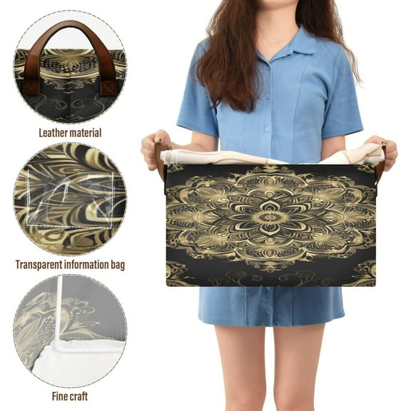 BZSMCE Collapsible Fabric Cube Storage Bins Design Gold Blossom Printed Design Pattern Storage Box