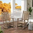thumbnail image 2 of WestinTrends Malibu Outdoor Rocking Chair Set of 2, All Weather Poly Lumber Adirondack Rocker Chair with High Back, 350 Lbs Support Patio Rocking Chair for Porch Deck Garden Lawn, Weathered Wood, 2 of 7