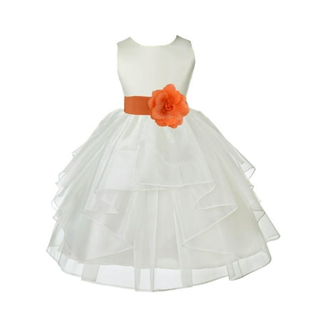 

Ekidsbridal Formal Satin Shimmering Organza Ivory Flower Girl Dress Bridesmaid Wedding Pageant Toddler Recital Easter Communion Graduation Reception Ceremony Birthday Baptism Occasions 4613t