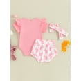 thumbnail image 4 of Jxzom Easter Outfit Baby Girl Short Sleeve 0 3 6 12 18 Months Bunny Carrot Romper Rabbit PP Shorts 3Pcs Summer Clothes Set, 4 of 8