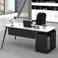 thumbnail image 4 of Bookshelf Storage Office Desk Standing Shelf Drawers Executive Computer Desks Writing European Mesa De Computador Furnitures My Lux Decor Round, 4 of 30