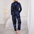 thumbnail image 3 of KLL Blue-Purple Raspberries Print Women's Long Sleeve Pajamas with Pants Sleepwear Loungewear 2 Set-Medium, 3 of 8