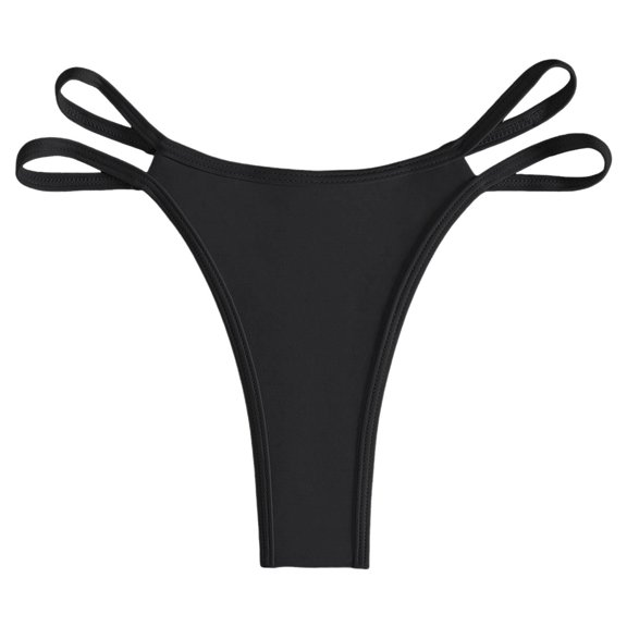 JIAYUE Womens Swimwear Beach Vacation Brazilian High Leg Bikini Thong With Strap Summer Bathing Suit Solid Color Stylish Swim Bottoms