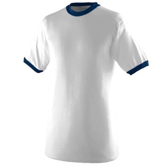 710A Ringer T-Shirt, White and Navy, Medium