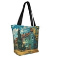thumbnail image 2 of Fotbe Impressionist Village Sky Pattern Beach Tote,Shoulder Handbag,Spacious Tote Bag,Lightweight Travel Bag,Versatile Shopping Bag, 2 of 9