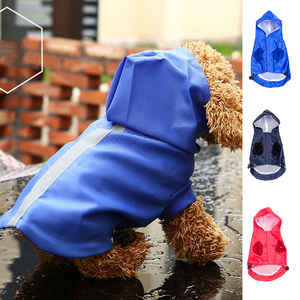 Shulemin New Pet Dog Waterproof Rain Proof Hooded Raincoat Elastic Band
