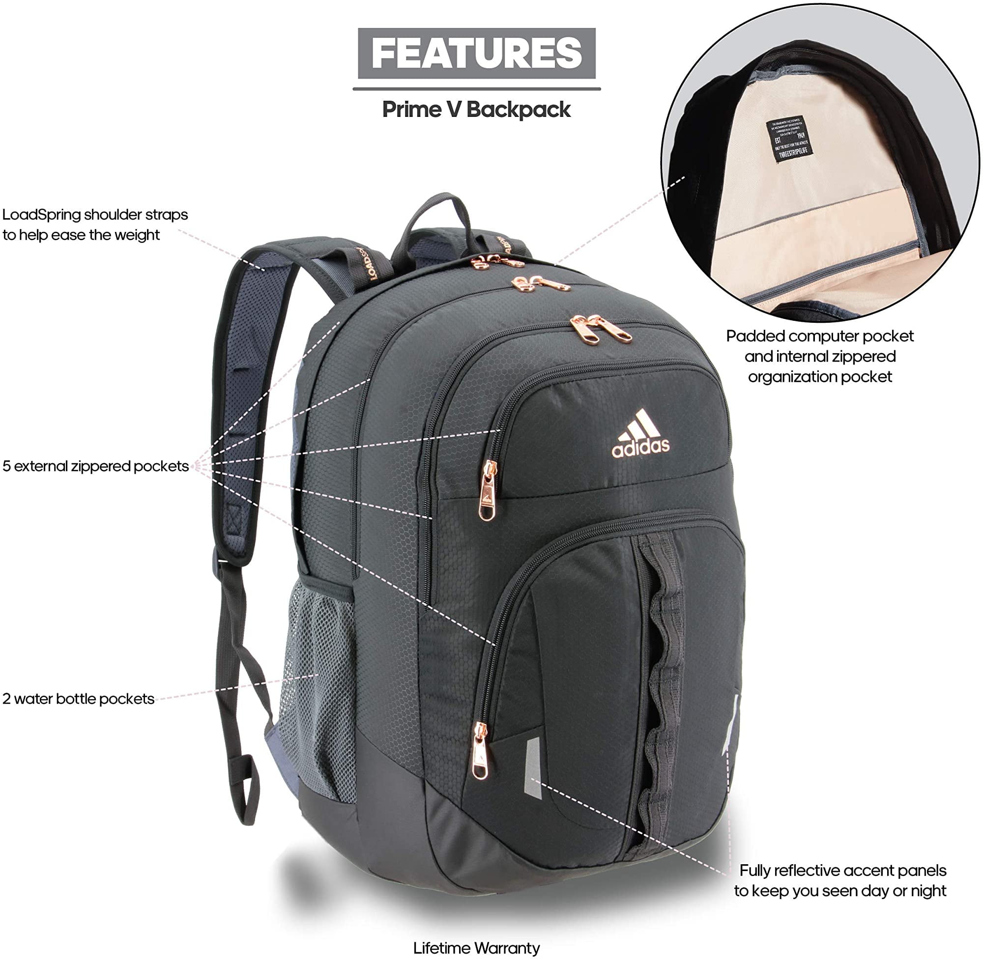 adidas Unisex Prime Backpack, Carbon 