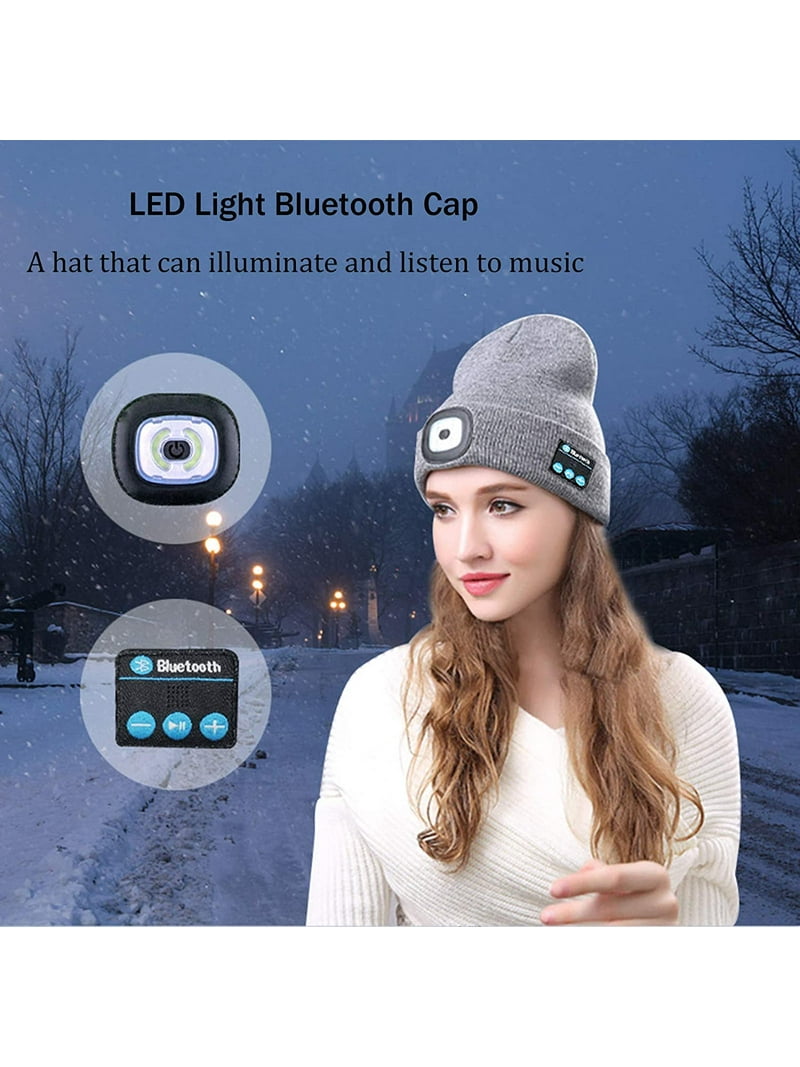 Bluetooth Beanie Hat with LED Light, Built-in Speakers & Mic, Rechargeable Bluetooth LED Beanie Hat with Music Speakers Mic  main image 3